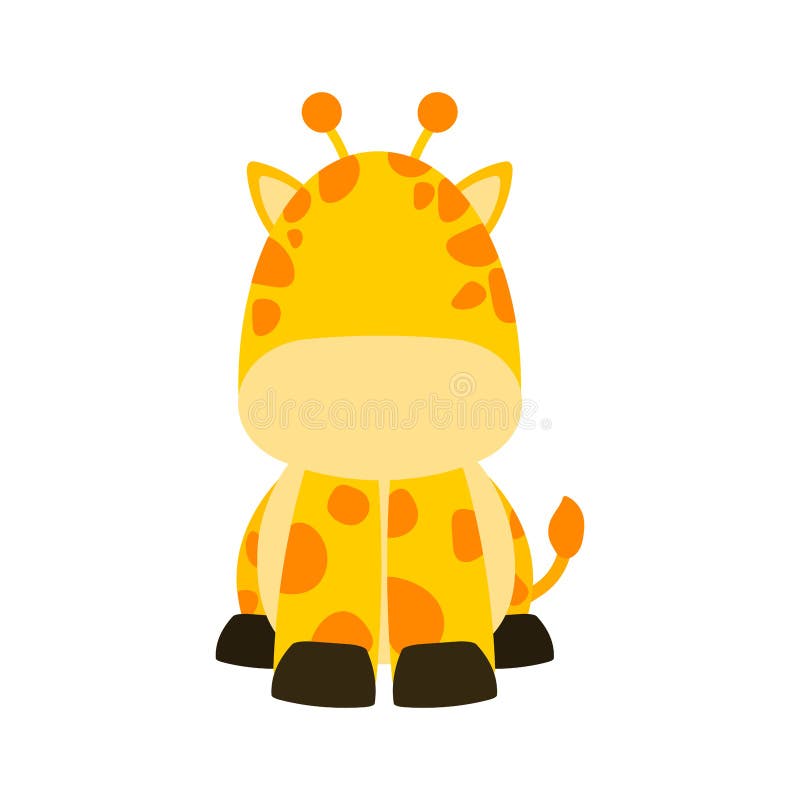 Hand Drawn Cute Giraffe Sitting Wild Animal in Animated Cartoon PNG