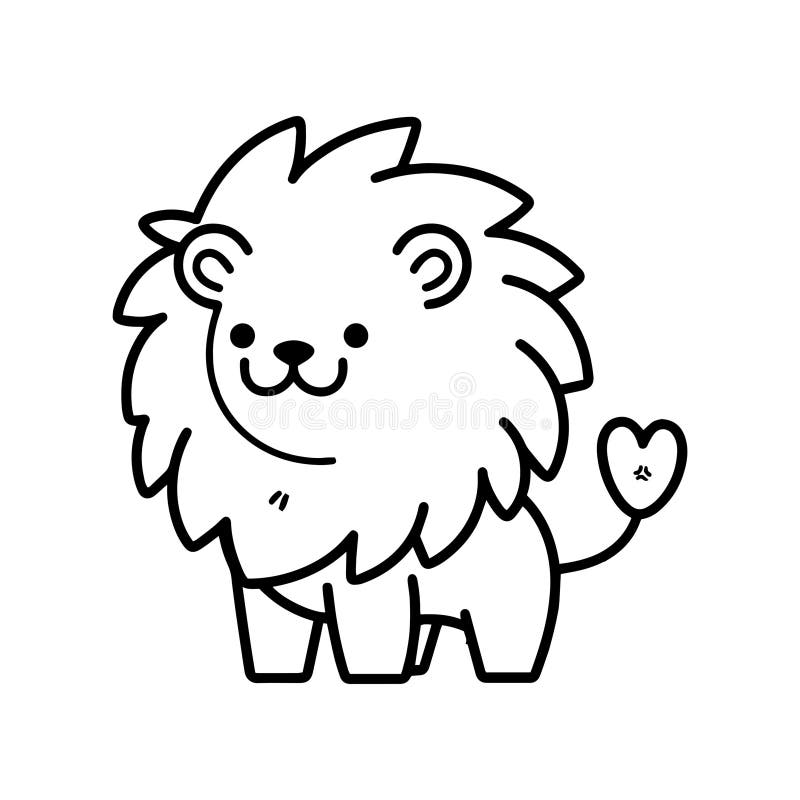 Hand Drawn cute lion in doodle style stock illustration
