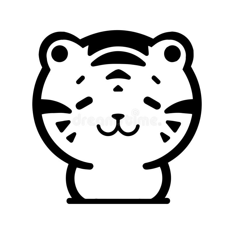 Hand Drawn cute tiger in doodle style royalty free illustration