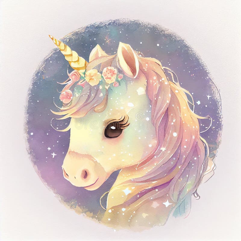 Hand Drawn Cute Unicorn Portrait. Stock Illustration Illustration of