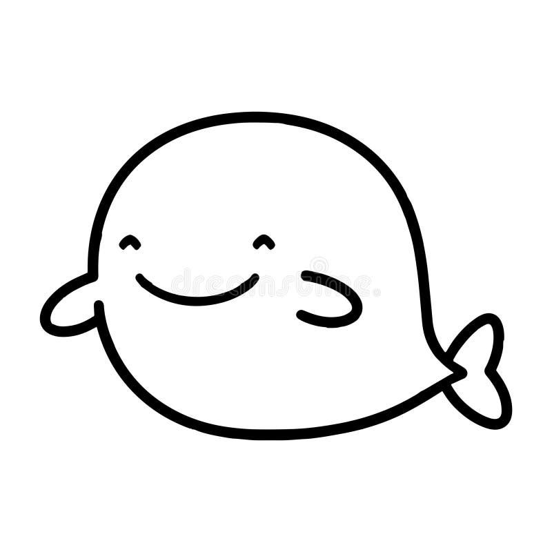 Hand Drawn cute whale in doodle style vector illustration
