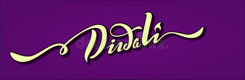 Hand drawn Diwali typography lettering poster. Celebration quote on purple background for postcard, icon, logo, badge. vector illustration Hand drawn Diwali typography lettering poster. Celebration quote on purple background for postcard, icon, logo, badge. vector illustration