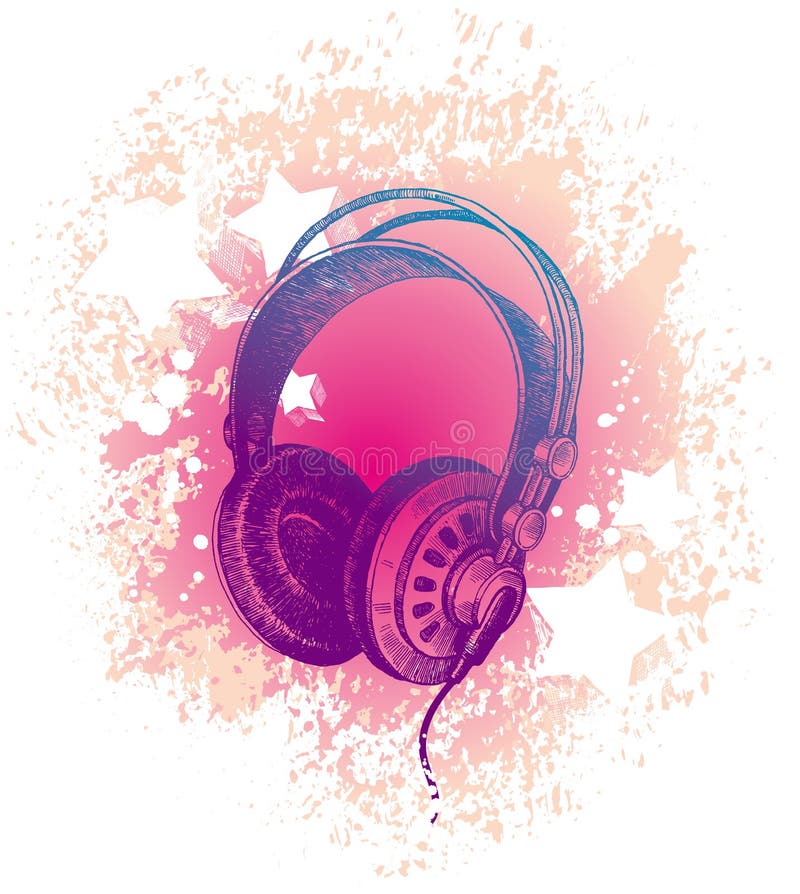 Hand drawn dj s headphones stock vector. Illustration of headphones