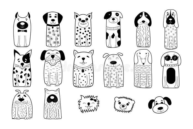 Hand drawn dogs. Funny animals. Vector illustration. stock illustration Hand drawn dogs. Funny animals. Vector illustration. stock illustration