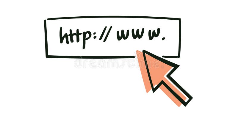 Hand-drawn doodle address and navigation bar with http vector royalty free illustration