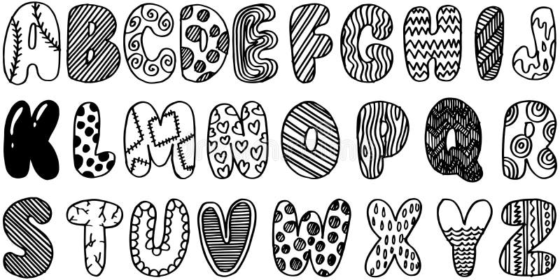 Hand Drawn Doodle Font. Set of Sketch Alphabet. Hand Drawn Typography