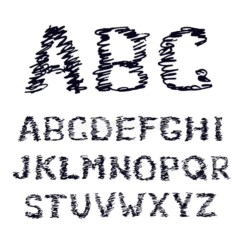 Hand drawn doodle font on white. Vector illustration of a sketched alphabet symbols doodles vector illustration Hand drawn doodle font on white. Vector illustration of a sketched alphabet symbols doodles vector illustration