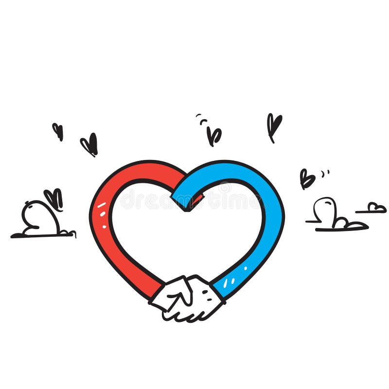 Hand drawn doodle handshake love illustration vector isolated vector illustration