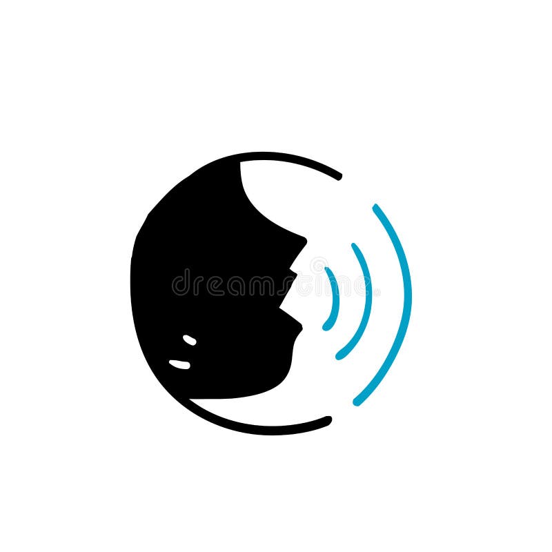 Hand drawn doodle human voice symbol for voice command sign illustration vector isolated stock illustration