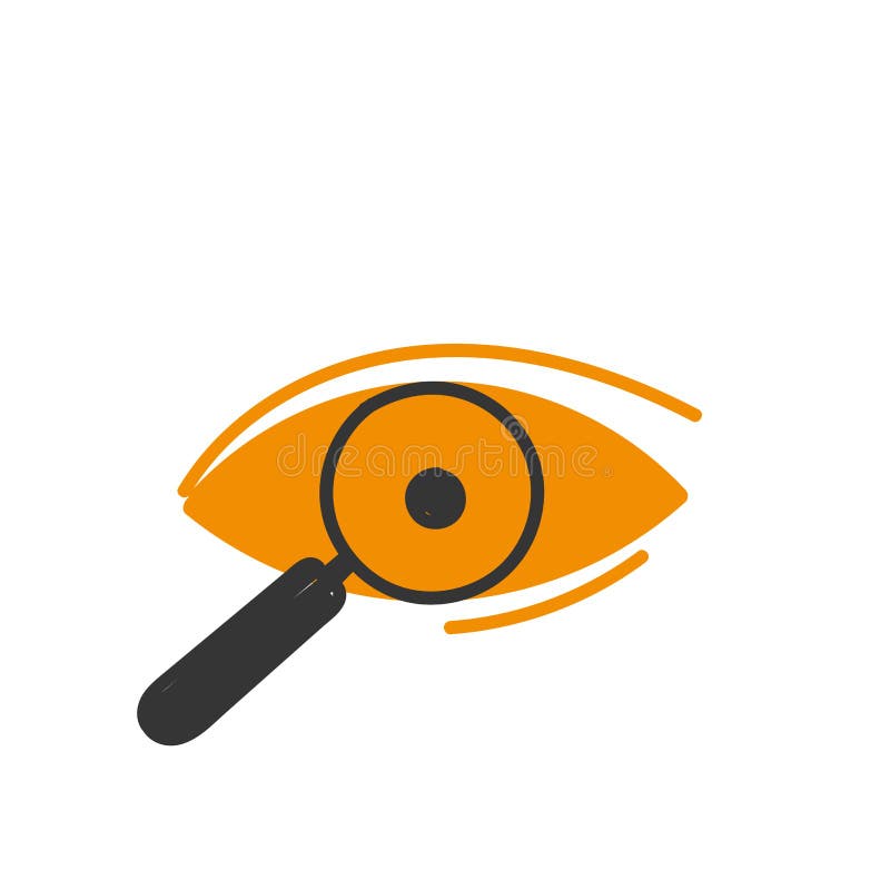 Hand Drawn Doodle Magnifying Glass Eye Illustration Vector Stock Vector