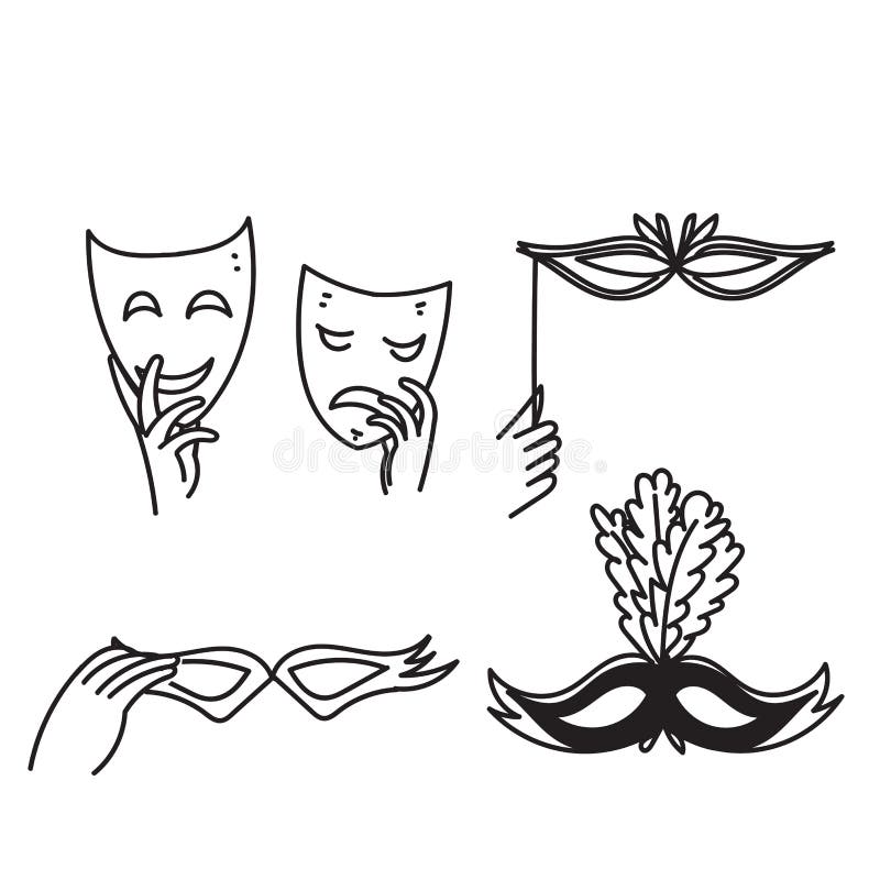 Hand Drawn Doodle Masquerade Mask Vector Illustration Stock Vector