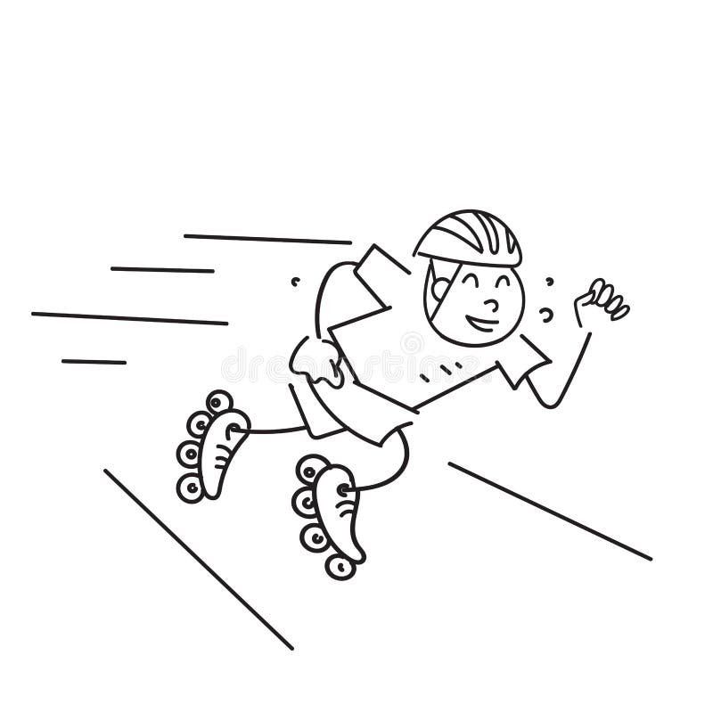 Retro Cartoon Style Drawing Of An Athlete Skater Inline Speed Skating On  Isolated Background Done In Black And White Stock Photo, Picture and  Royalty Free Image. Image 136394542.