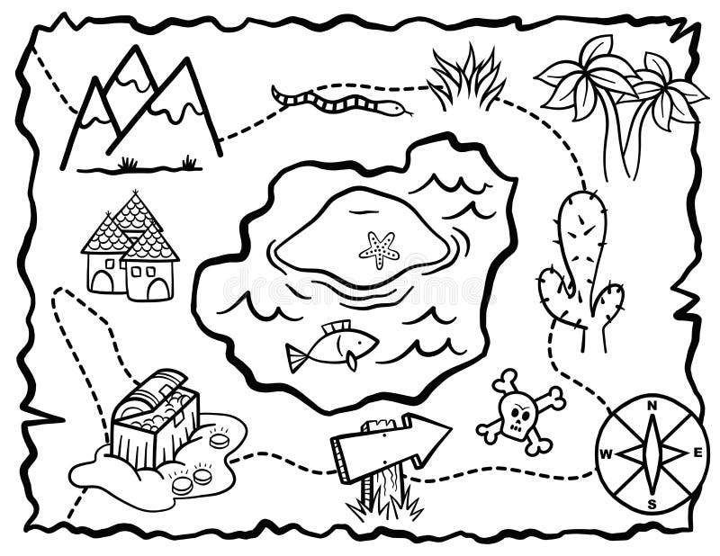 Pirate Treasure Map Coloring Page - Get Coloring Pages