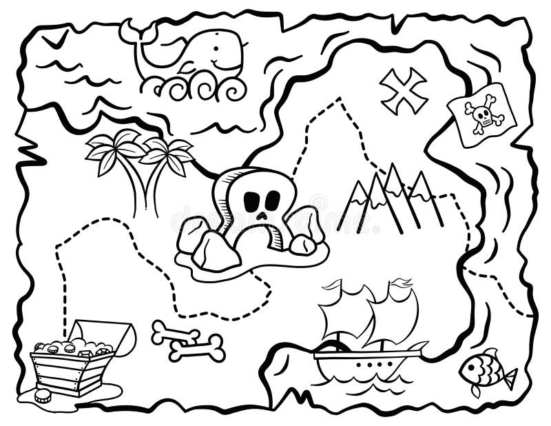 Pirate treasure map coloring pages 