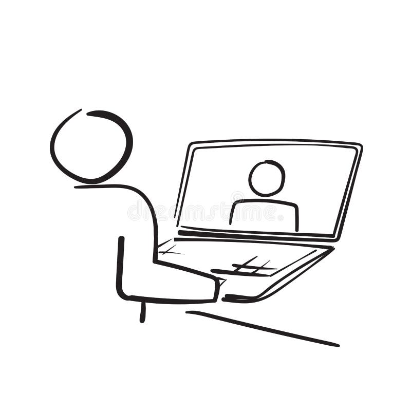 Hand Drawn Doodle Video Call Illustration Icon Vector Isolated Stock Vector Illustration of