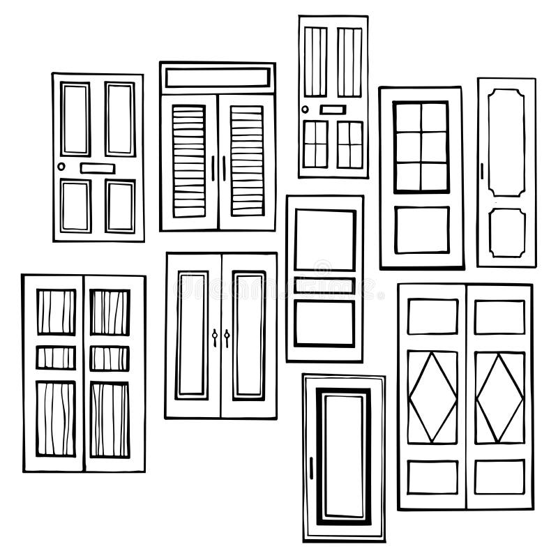Hand Drawn Doors. Vector Sketch Illustration Stock Vector