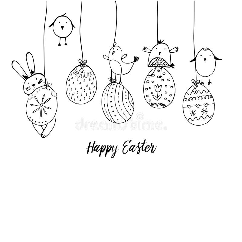 Hand drawn easter card stock vector. Illustration of hang 85686570