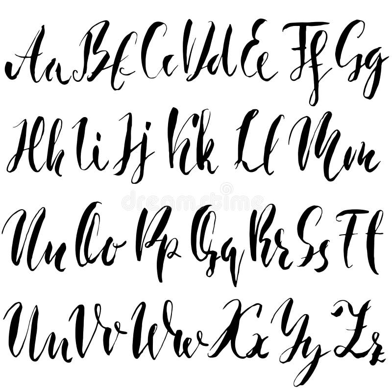 Hand Drawn Elegant Calligraphy Font. Modern Brush Lettering. Grunge ...