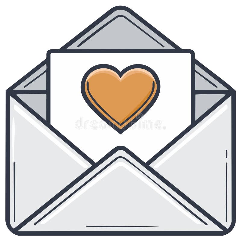 Hand Drawn Envelope Containing a Heart Card Expressing Love and Affection royalty free illustration