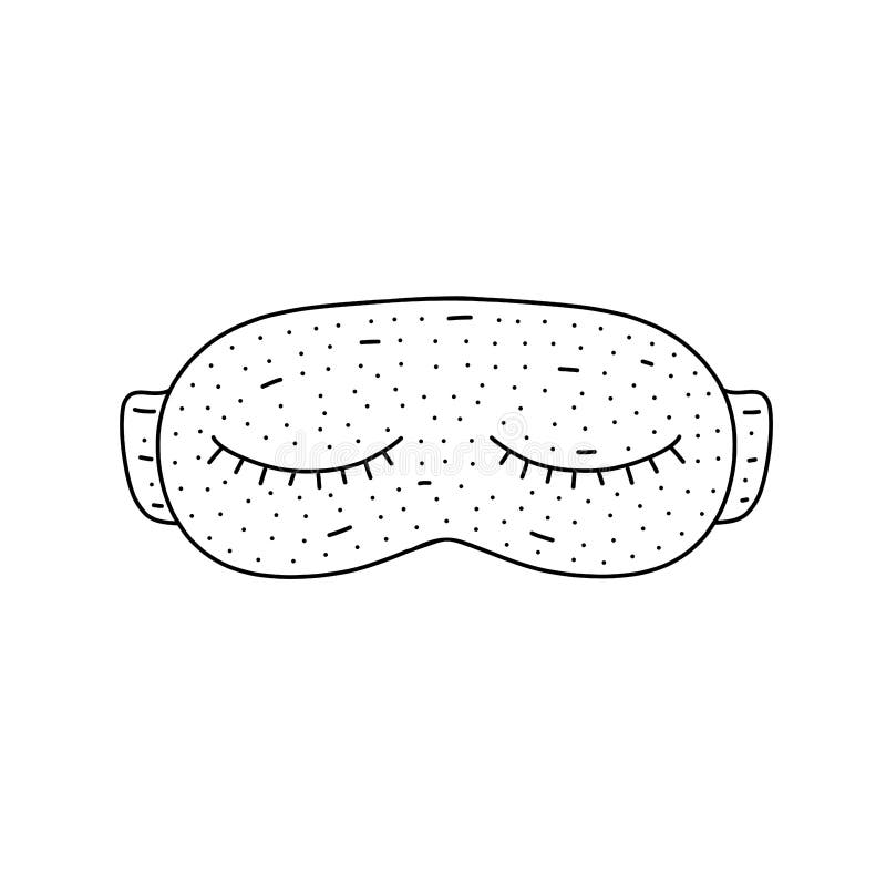 Hand Drawn Eye Mask Icon in Doodle Style. Cartoon Eye Mask Vector Icon