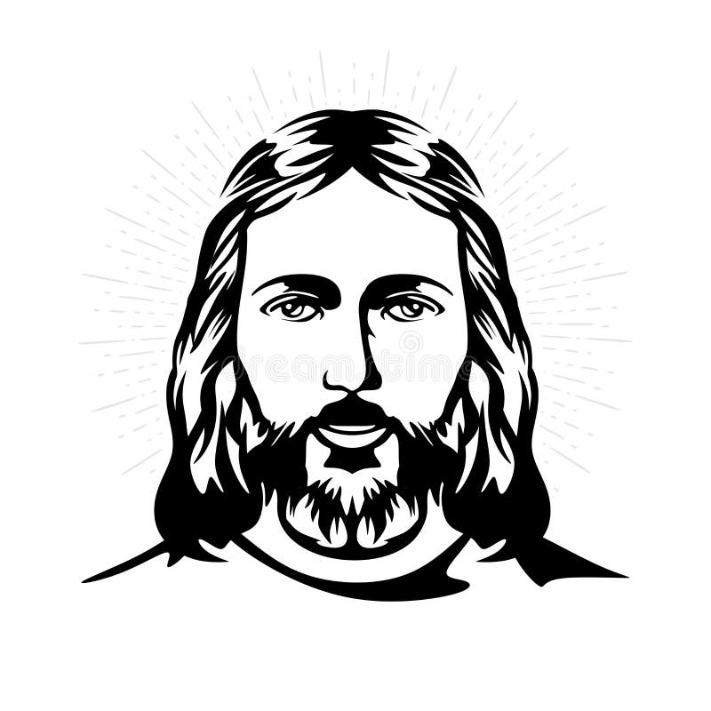 Hand-drawn Face of the Lord Jesus Christ. Stock Vector - Illustration ...