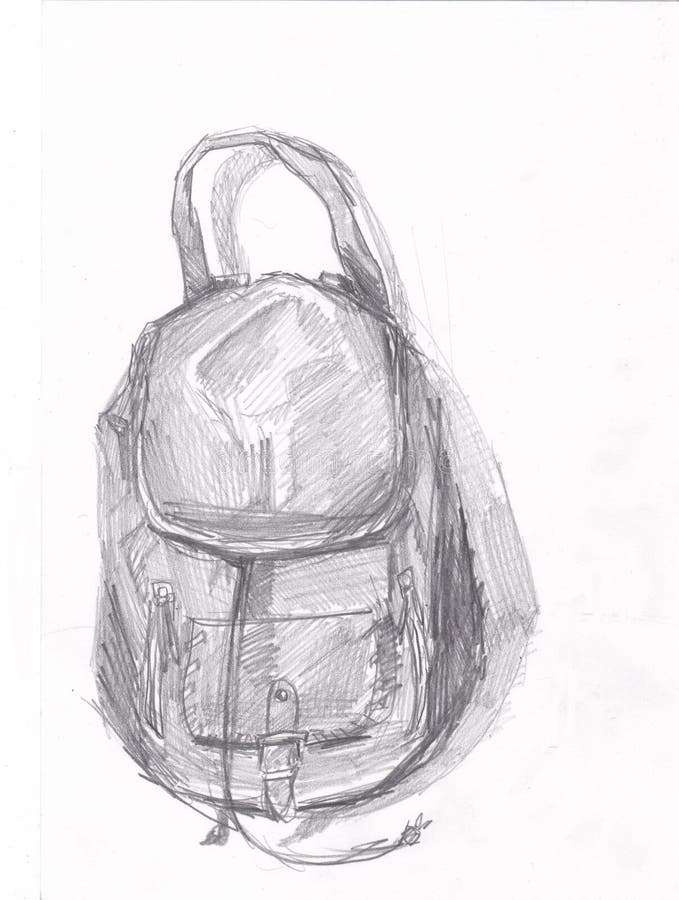 Hand Drawn Fashion Illustration Backpack. Creative Ink Art Work. Actual ...