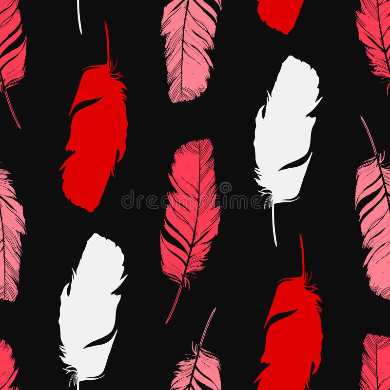 Modern seamless pattern with red feathers Vector Image