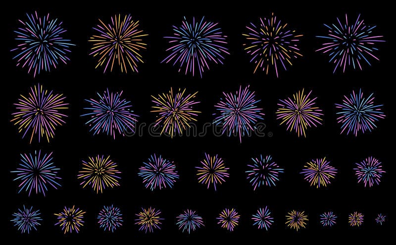 Hand drawn fireworks stock vector. Illustration of explosion - 206095442