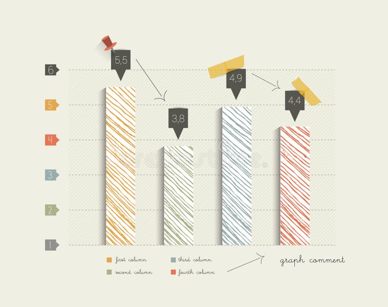 Hand Drawn Flat Column Graph. Stock Vector - Illustration of futuristic ...