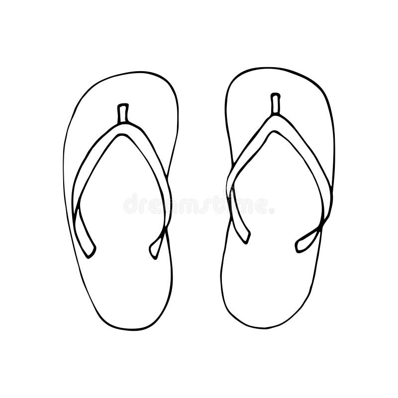 Hand-drawn Flip-flops, Isolated on White Stock Vector - Illustration of ...