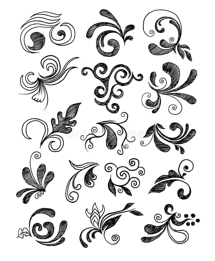 Hand drawn floral elements royalty free illustration
