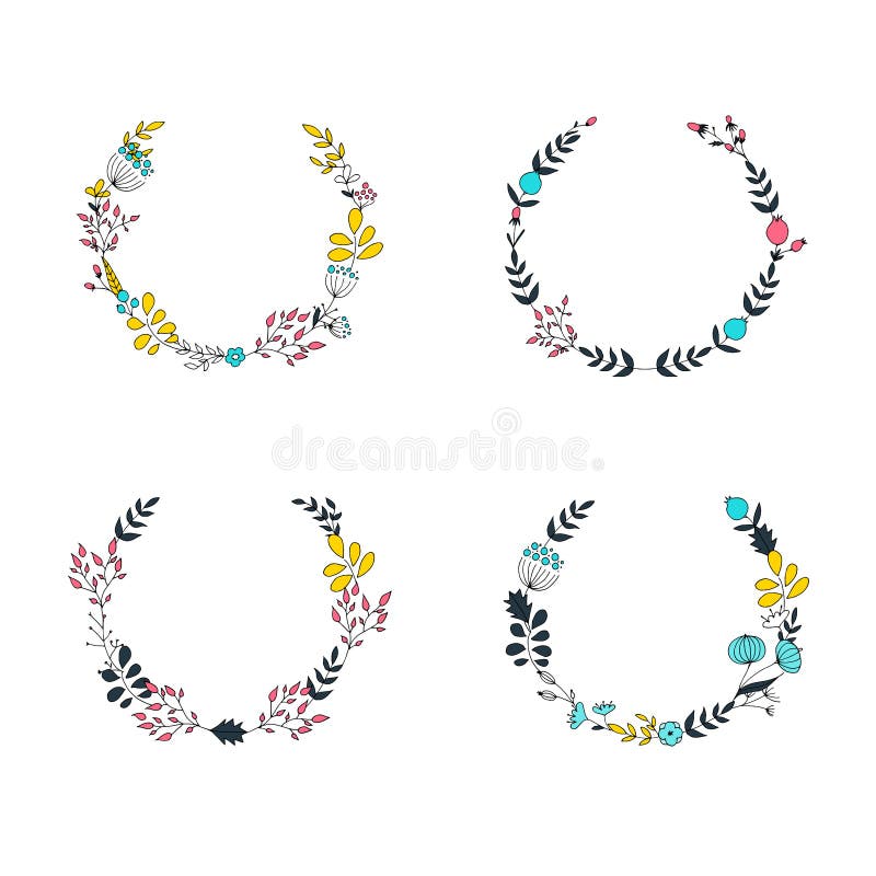 Hand Drawn Floral Wreaths Stock Illustration Illustration Of Delicate