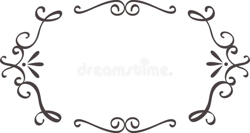 Hand drawn flourishes create a sophisticated and elegant frame, perfect for adding a touch of vintage charm to royalty free illustration