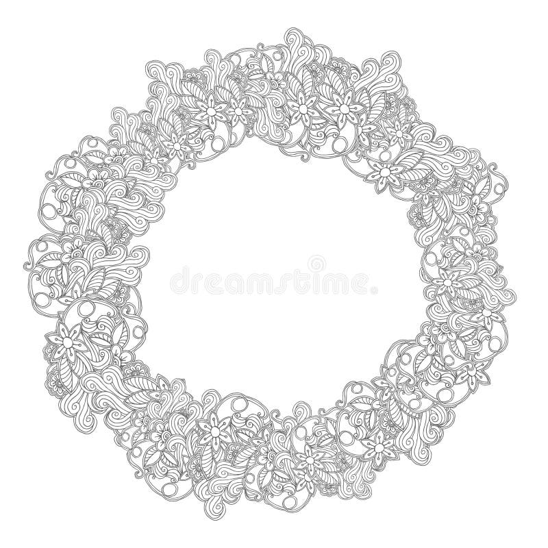 Hand Drawn Flower Frame or Border. Doodle Style Stock Vector