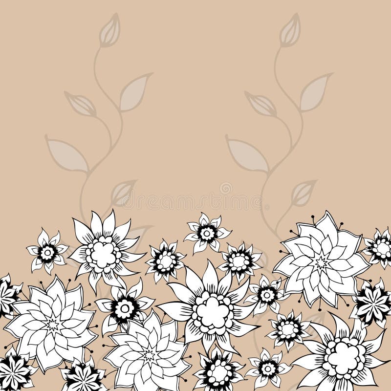 HandDrawn Flower Greeting Card. Stock Vector Illustration of design