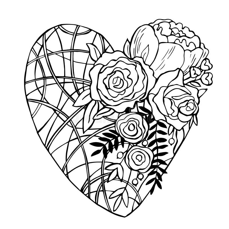 Hand Drawn Flower Heart. Vector Illustration Stock Vector ...