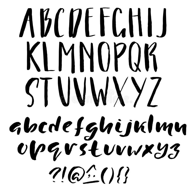 Hand Drawn Font Made by Dry Brush Strokes. Grunge Style Alphabet Stock ...