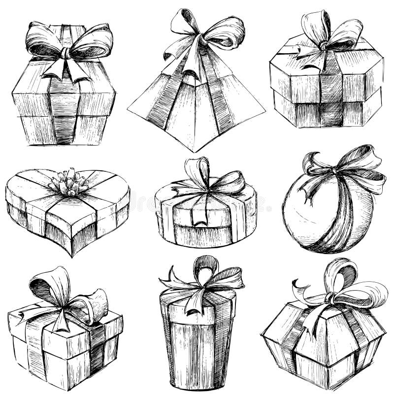 Hand Drawn Gift Box Stock Illustration - Download Image Now - Gift