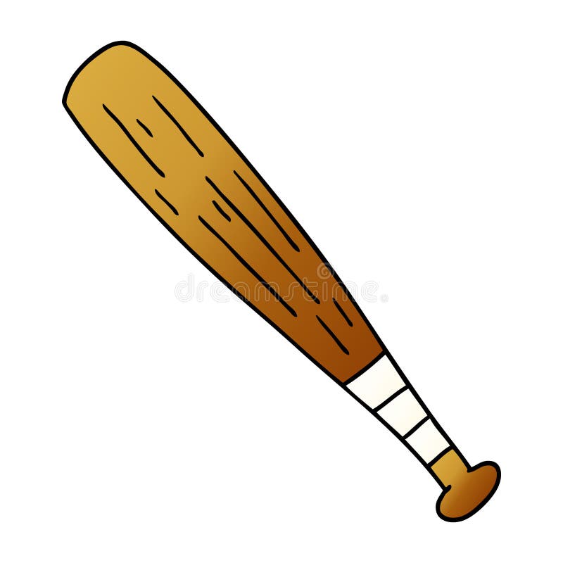 hand drawn gradient cartoon doodle of a baseball bat