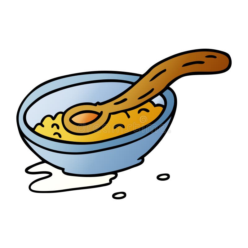Hand Drawn Gradient Cartoon Doodle of a Cereal Bowl Stock Vector