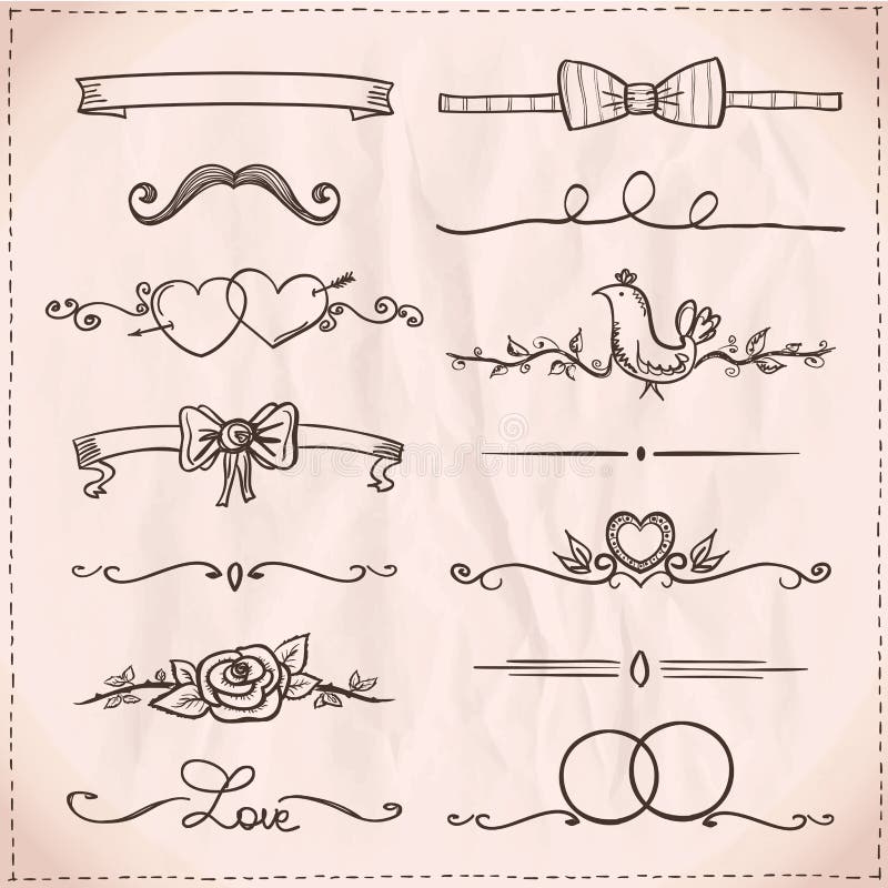 Hand-drawn grafische lijnelementen en grenzen. vector illustratie Hand-drawn grafische lijnelementen en grenzen. vector illustratie