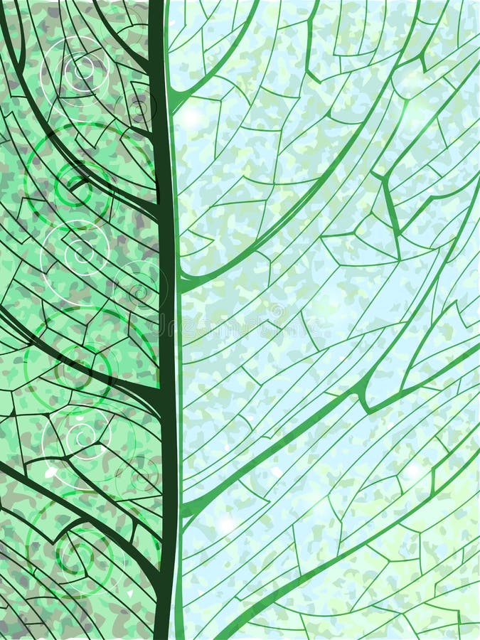 Hand drawn green vertical background with leaf royalty free illustration