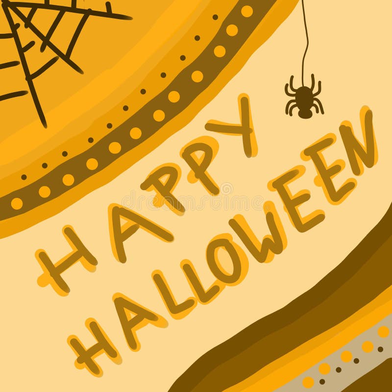 Hand drawn happy Halloween background or template for greeting cards or invitation with spider web vector illustration Hand drawn happy Halloween background or template for greeting cards or invitation with spider web vector illustration