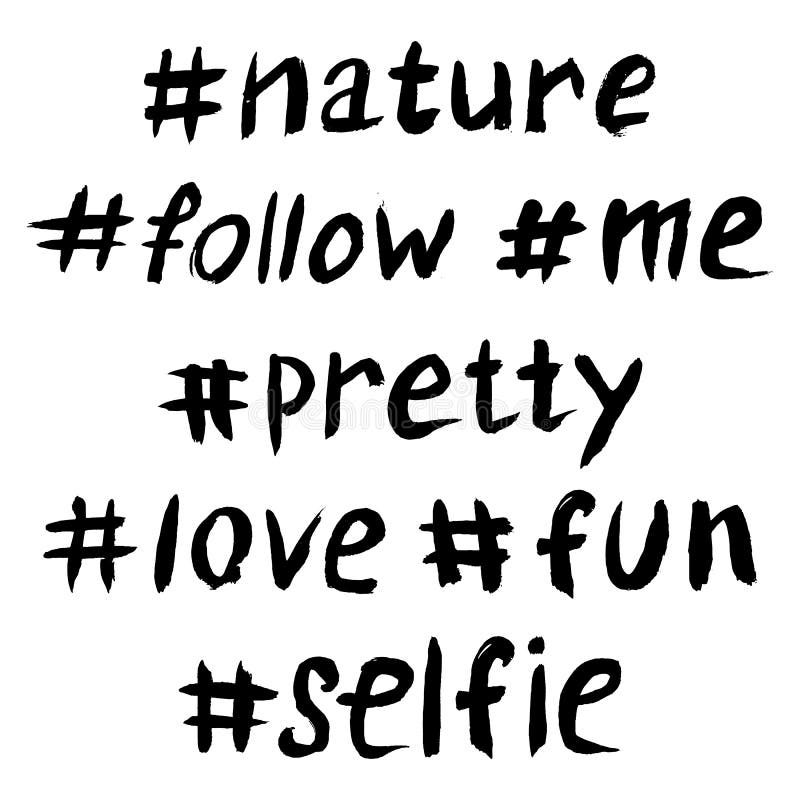 Set of Black Hashtags on White Background Stock Illustration