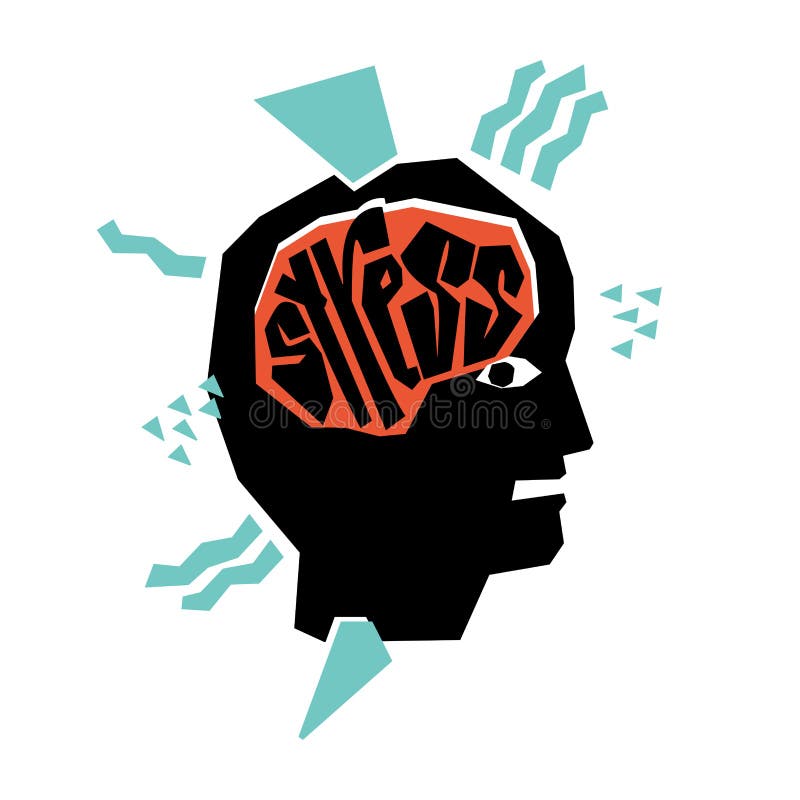 Hand drawn hatching lettering word stress in vector royalty free illustration
