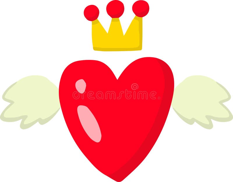 Hand Drawn heart and crown illustration stock illustration
