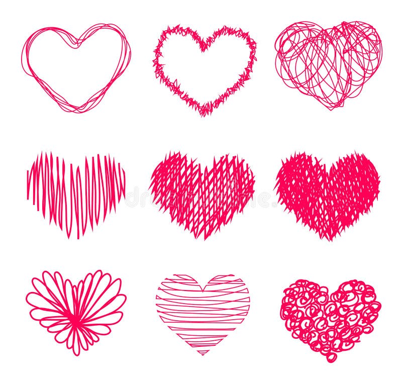 Hand drawn heart shape stock illustration