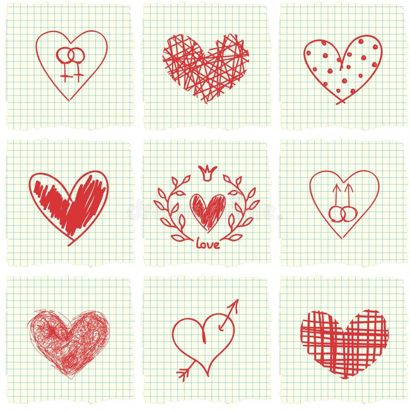 Hand drawn hearts vector illustration Hand drawn hearts vector illustration