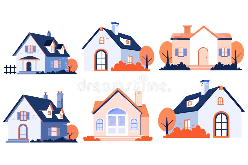 Hand Drawn House building in vintage style in flat style vector illustration