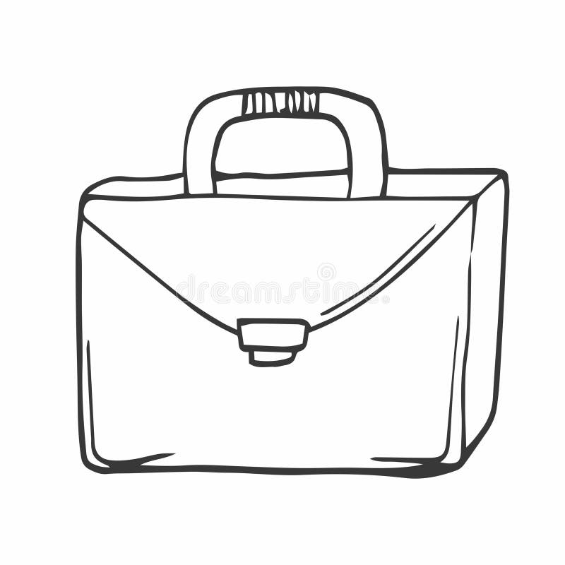 Briefcase Doodle Vector Illustration Isolated on White Stock
